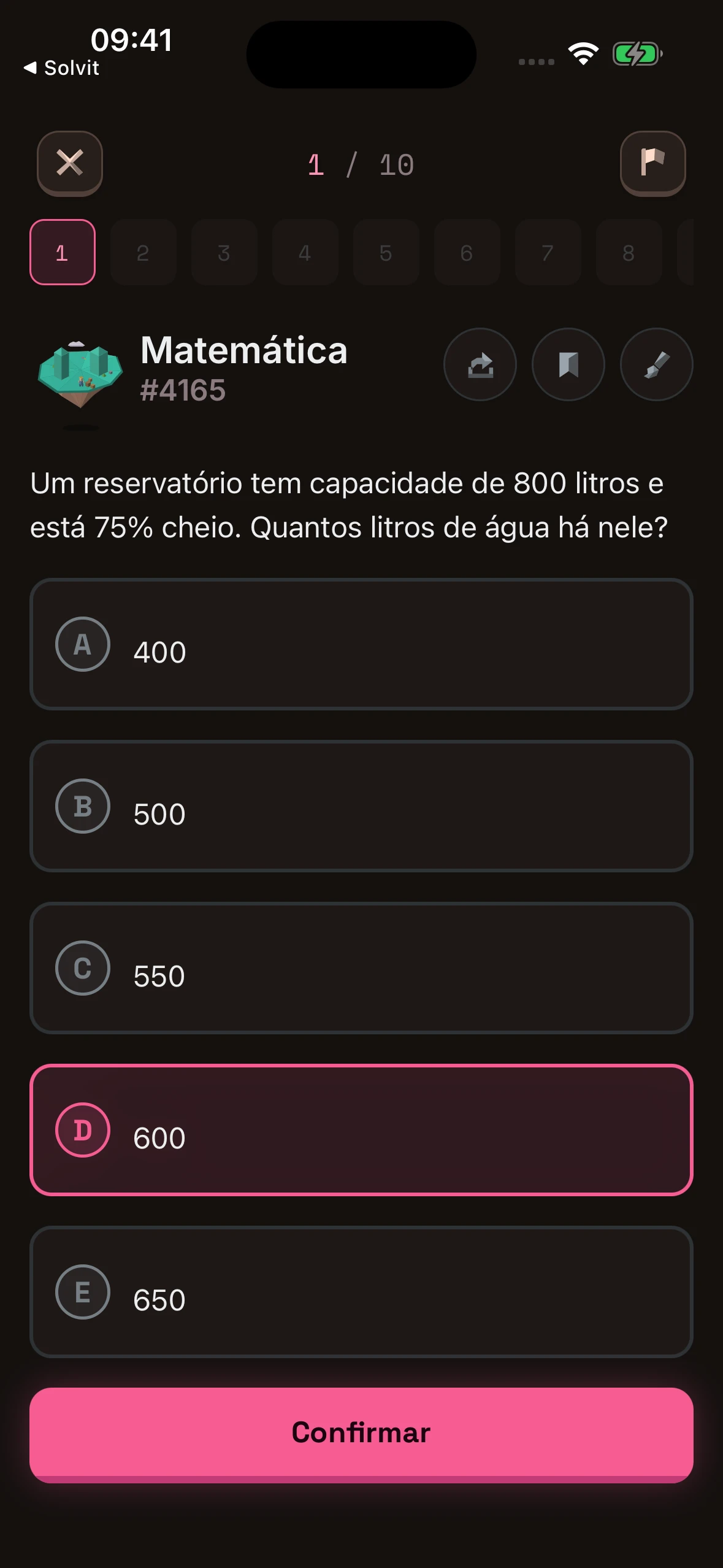 Pantalla de Solvit en portugués: pregunta de práctica